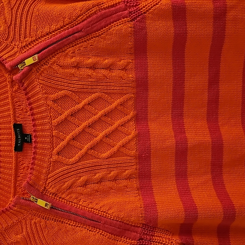Talbots Women's Orange Striped Sweater - Picture 2 of 8